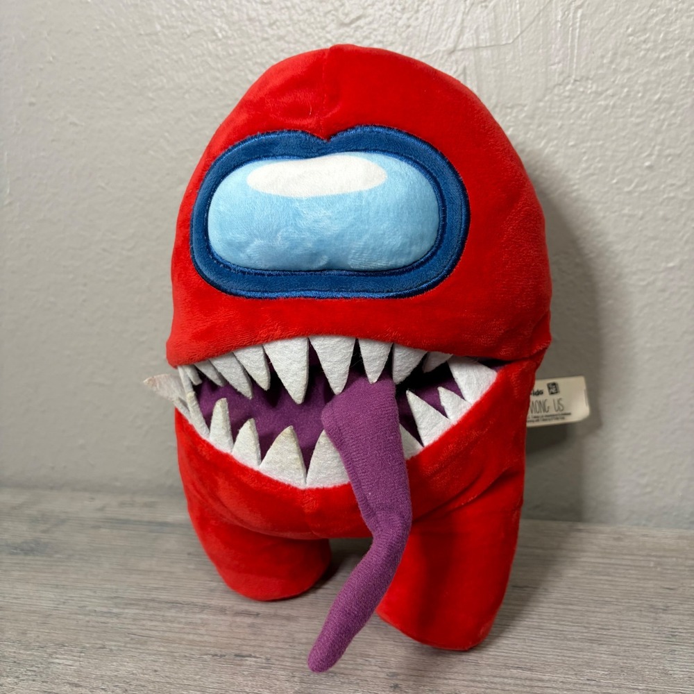 Among Us Imposter Plush Red Crewmate Teeth Purple Tongue Toikido YuMe 10 Inch
